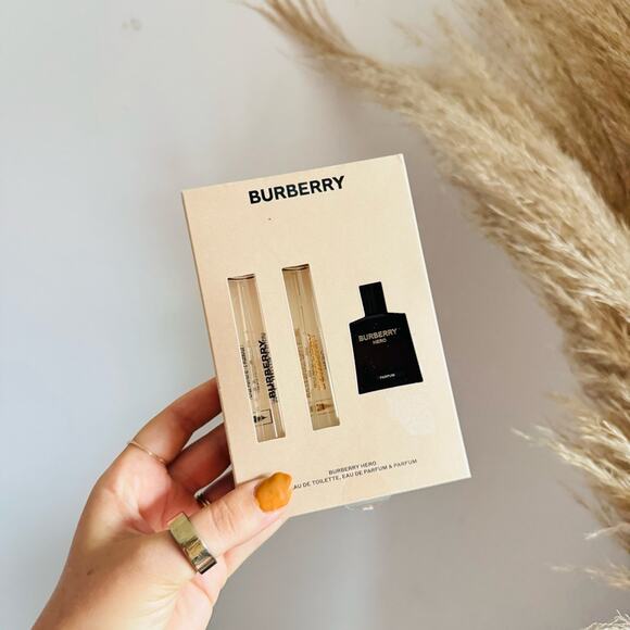 NEW MENS BURBERRY Hero Scent Spray Cedarwood Pine Woodsy Gift Box Travel Set - Picture 1 of 8